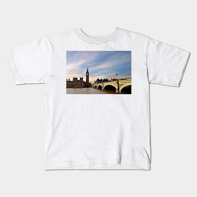 Big Ben Queen Elizabeth Tower Westminster Bridge Kids T-Shirt by AndyEvansPhotos